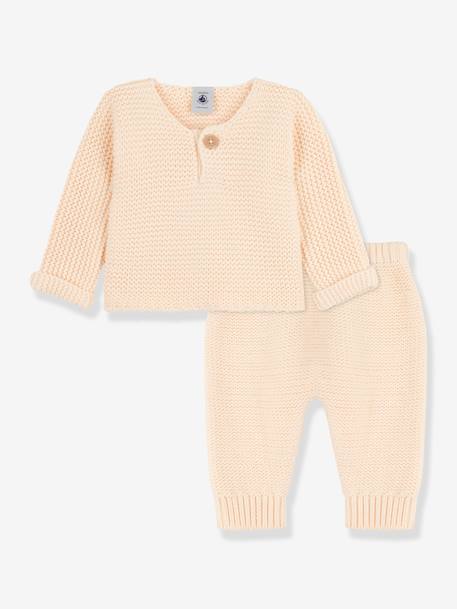 Baby-Set: Strickjacke & Hose PETIT BATEAU, Bio-Baumwolle weiß 4