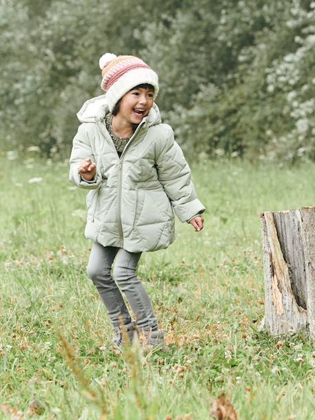 Lange Mädchen Winterjacke mit Recycling-Polyester dark blue+grün 7