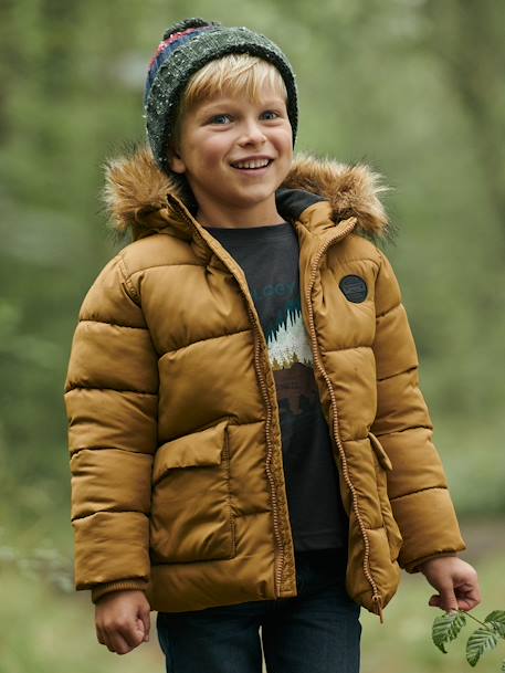 Jungen Jacke & Handschuhe mit Recyclingmaterial blau+braun+tannengrün 9