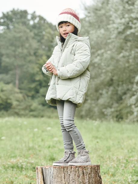 Lange Mädchen Winterjacke mit Recycling-Polyester - dark blue+grün - 9