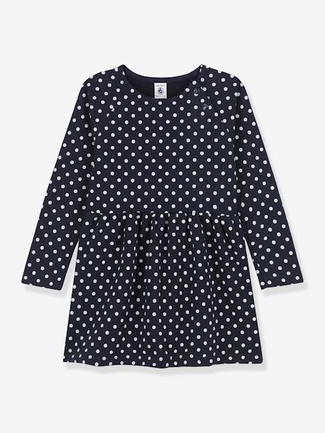 Mädchen Sweatkleid mit Tupfenmuster PETIT BATEAU - marine - 1