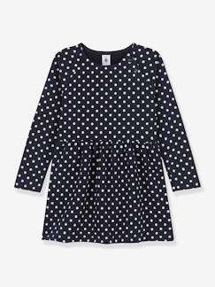 Maedchenkleidung-Kleider-Mädchen Sweatkleid mit Tupfenmuster PETIT BATEAU