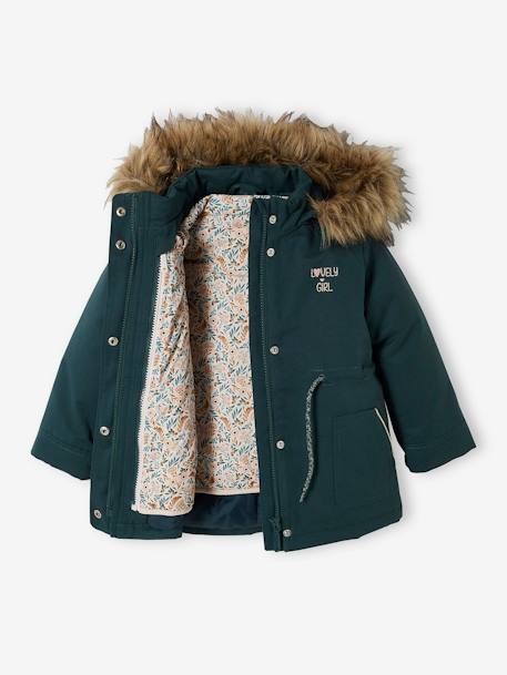 Mädchen 3-in-1-Winterjacke mit Recycling-Polyester - dunkelgrün+dunkelrosa+marine - 6