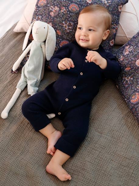 Baby Overall, lange Ärmel Oeko-Tex beige meliert+grau meliert+nachtblau 10