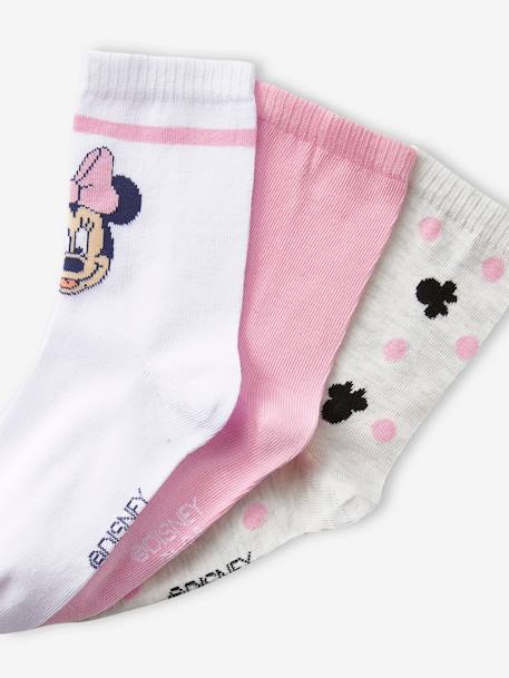 3er-Pack Kinder Socken Disney MINNIE MAUS Oeko-Tex rosa/weiß/grau meliert 3