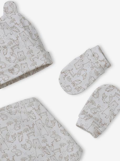 Baby-Set aus Jersey: Mütze, Fäustlinge & Halstuch in Beutel, personalisierbar taupe 3