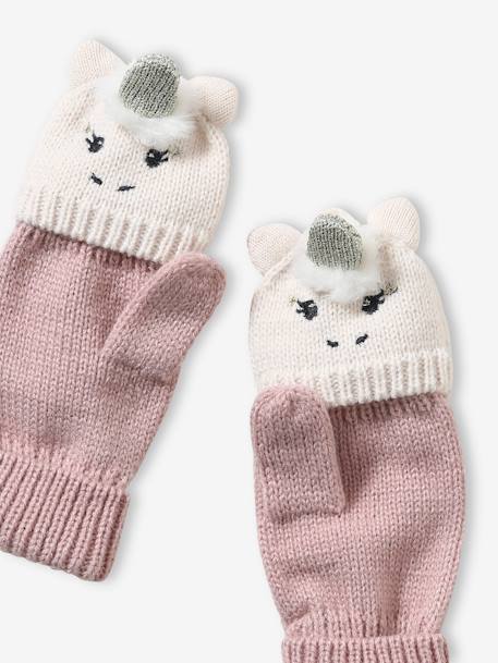 Mädchen 2-in-1-Handschuhe, Einhorn rosa 3