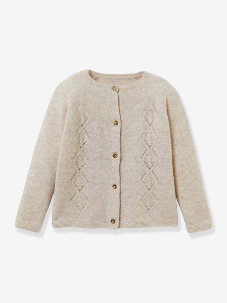 Mädchen Cardigan aus Merinowolle CYRILLUS grau meliert 1