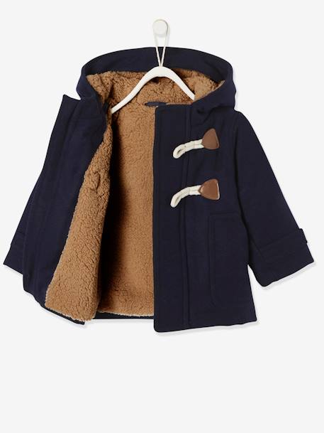 Baby Jacke mit Kapuze, Dufflecoat, Recycling-Polyester grau meliert+nachtblau 10