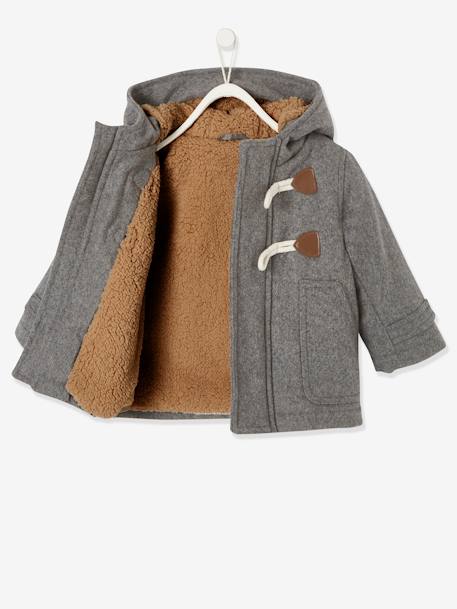 Baby Jacke mit Kapuze, Dufflecoat, Recycling-Polyester - grau meliert+nachtblau - 2