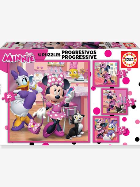 4er-Set Kinder Puzzles DISNEY MINNIE MAUS EDUCA, 15-25 Teile - rosa - 1