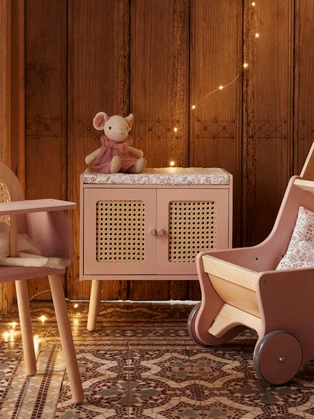 Puppen-Wickeltisch PETITE POESIE, Rattan/Holz FSC® rosa/natur+weiß 5