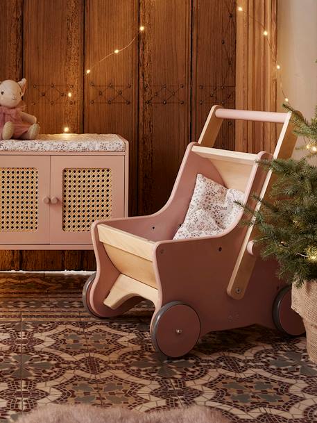 2-in-1 Puppen-Kinderwagen, Lauflernwagen Holz FSC® rosa/natur petite poesie+weiß/natur petite maison 4