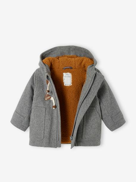 Baby Jacke mit Kapuze, Dufflecoat, Recycling-Polyester - grau meliert+nachtblau - 3