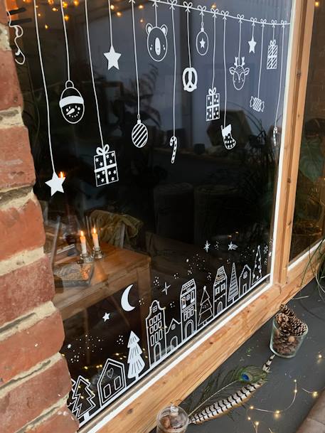 Kinderzimmer Fenstersticker mit Weihnachtsmotiv weiß 1