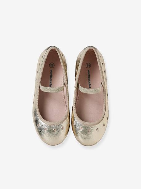 Mädchen Ballerinas, Gummizug - gold+rosa - 4