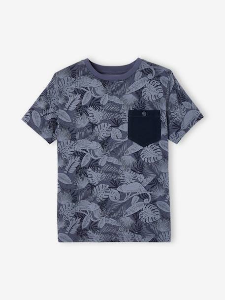 Jungen T-Shirt, Print und Brusttasche Oeko-Tex anthrazit+dunkelblau+moosgrün+weiß meliert 4