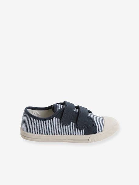 Kinder Stoff-Sneakers mit Klett blau+himmelblau+senfgelb 3