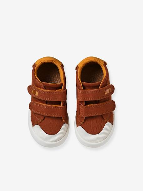 Jungen Baby Stoff-Sneakers, Klett braun+dunkelbraun 5