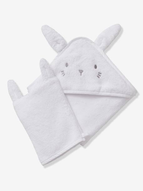 Bio-Kollektion: Baby-Set aus Badetuch und Waschhandschuh anthrazit/hase+karamell/bär+salbeigrün/bär+weiß/hase 19