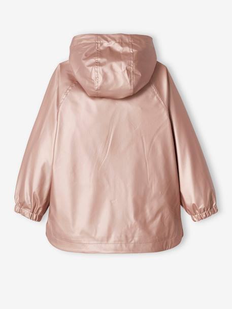 Mädchen Regenjacke mit Kapuze, Metallic-Optik - rosa - 5