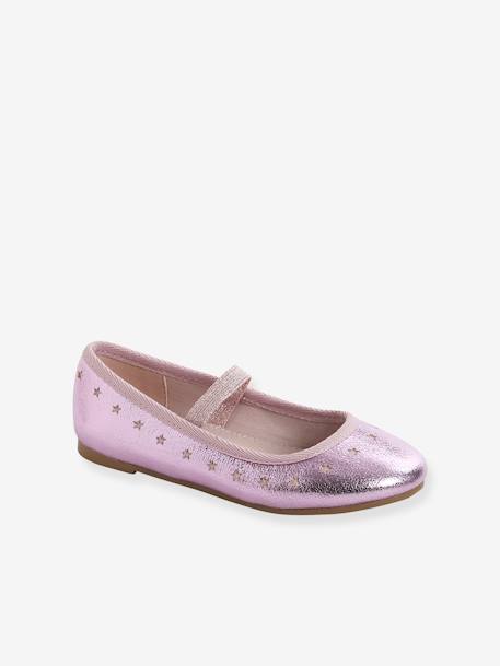 Mädchen Ballerinas, Gummizug - gold+rosa - 6