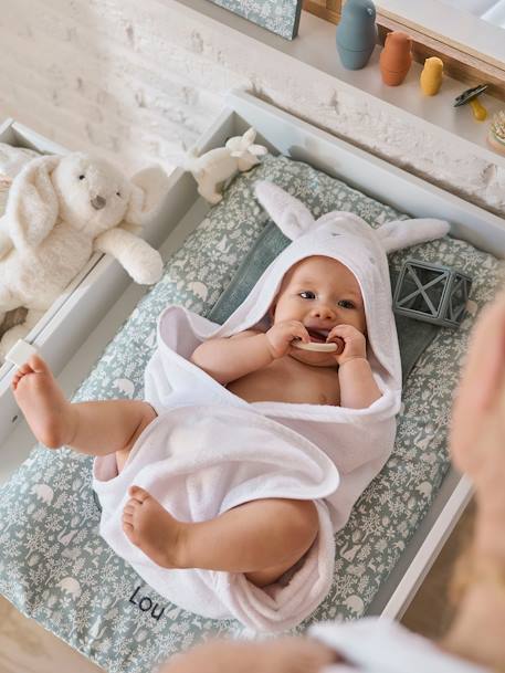 Bio-Kollektion: Baby-Set aus Badetuch und Waschhandschuh - karamell/bär+weiß/hase - 6