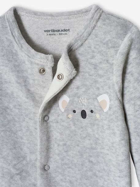 Baby Samt-Strampler, Koala Oeko-Tex beige meliert+grau meliert 14