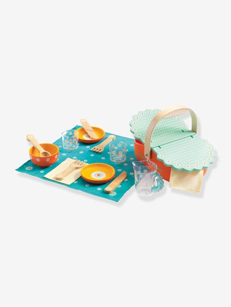 Kinder Picknick-Korb DJECO mit Holz FSC - orange - 1