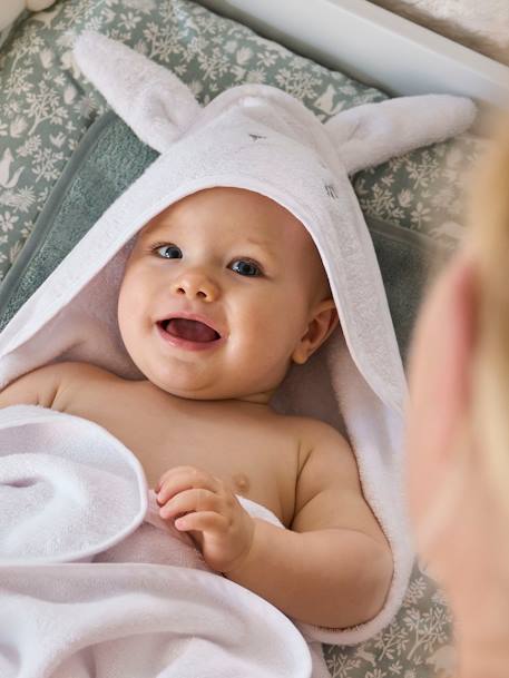 Bio-Kollektion: Baby-Set aus Badetuch und Waschhandschuh - karamell/bär+weiß/hase - 5