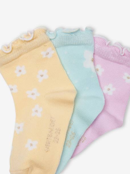 3er-Pack Mädchen Baby Socken mit Blumen Oeko-Tex hellgelb 2