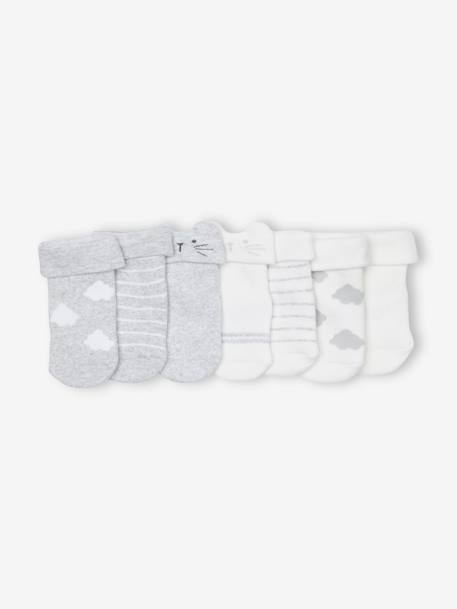 7er-Pack Baby Socken mit Wolke und Bär Oeko-Tex grau meliert 2