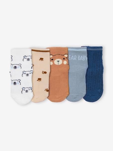 5er-Pack Baby Socken mit Bär Oeko-Tex dunkelbraun 1