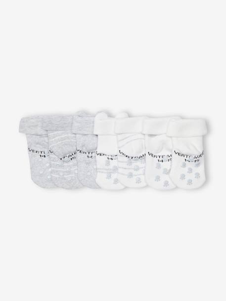 7er-Pack Baby Socken mit Wolke und Bär Oeko-Tex grau meliert 3