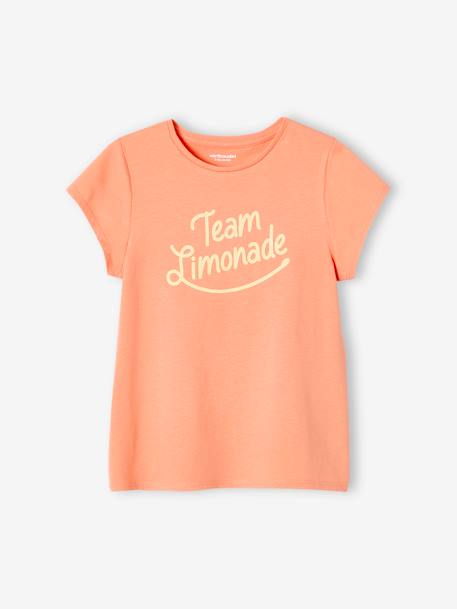 Mädchen T-Shirt, Message-Print BASIC Oeko-Tex - bonbon rosa+erdbeer+koralle+marine+rot+tannengrün+vanille - 8