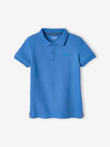 Jungen Poloshirt, kurze Ärmel Oeko-Tex - blau+grau meliert+graugrün+hellblau+hellgelb+marine+rot+weiß - 1