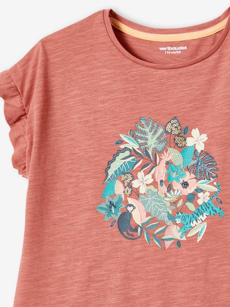 Mädchen T-Shirt mit Pailletten-Print und Volants Oeko-Tex - altrosa+aqua+grün+hellrosa - 3