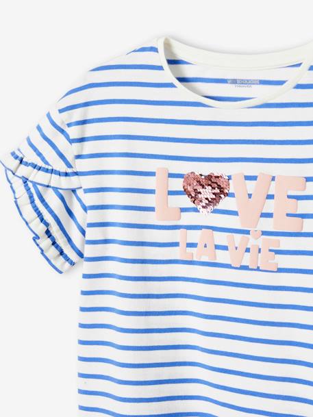 Mädchen T-Shirt mit Pailletten-Applikation - blau gestreift/love la vie+dunkelblau/kirschen+himmelblau libellen+rot gestreift/happy&lovely her - 4