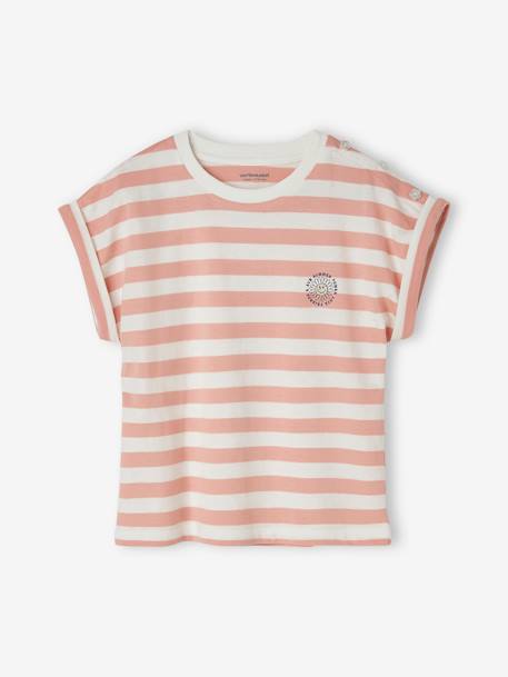 Mädchen T-Shirt, personalisierbar Oeko-Tex - rosa gestreift - 1