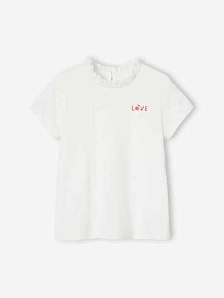 Mädchen T-Shirt mit Rüschen LOVE, personalisierbar marine+wollweiß 6