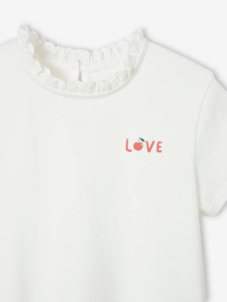 Mädchen T-Shirt mit Rüschen LOVE, personalisierbar marine+wollweiß 9