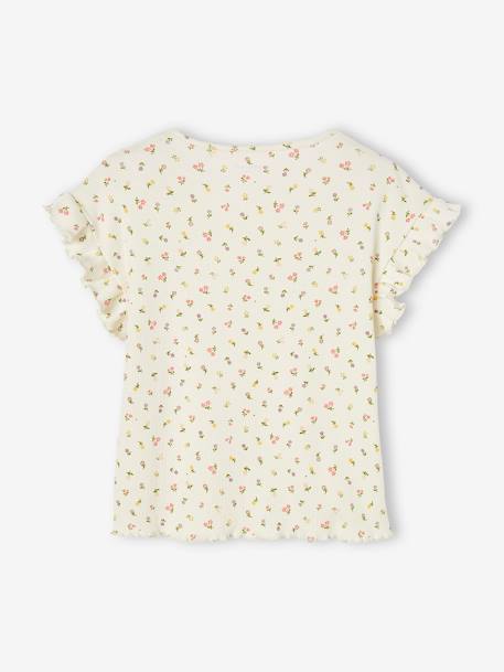 Mädchen T-Shirt mit Blumenmuster nachtblau+wollweiß 9