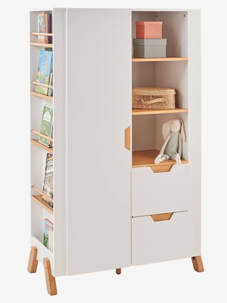 Kinder Kleiderschrank PIROUETTE mit Bücherregal - weiß - 3