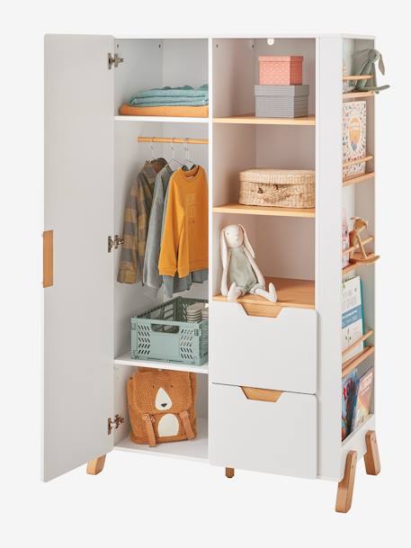 Kinder Kleiderschrank PIROUETTE mit Bücherregal weiß 6