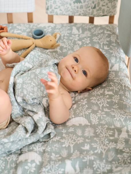 Baby Spieldecke/ Laufstalleinlage WALDSPAZIERGANG Oeko-Tex - salbeigrün - 7