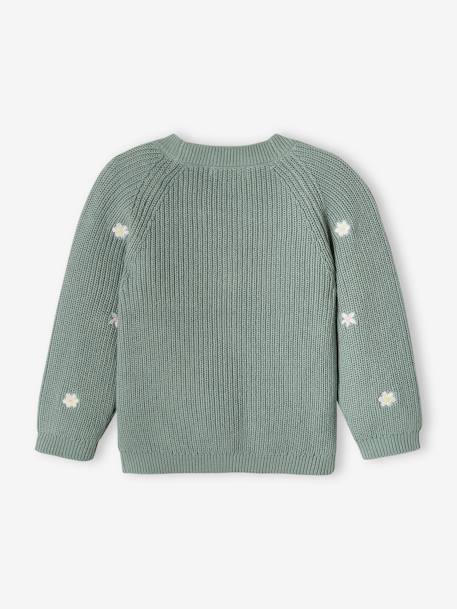 Mädchen Baby Strickjacke Oeko-Tex - aqua+wollweiß - 4