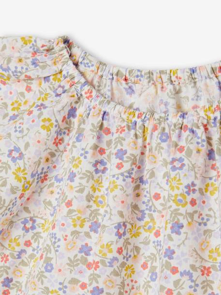 Mädchen Baby Kleid mit Schmetterlingsärmeln weiß bedruckt+wollweiß 6