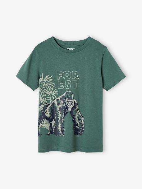 Jungen T-Shirt aus Bio-Baumwolle, Tier-Print salbeigrün 1