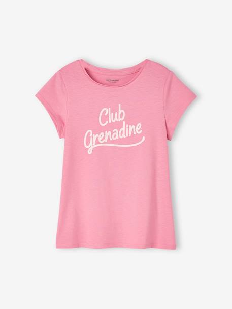 Mädchen T-Shirt, Message-Print BASIC Oeko-Tex - bonbon rosa+erdbeer+koralle+marine+rot+tannengrün+vanille - 1