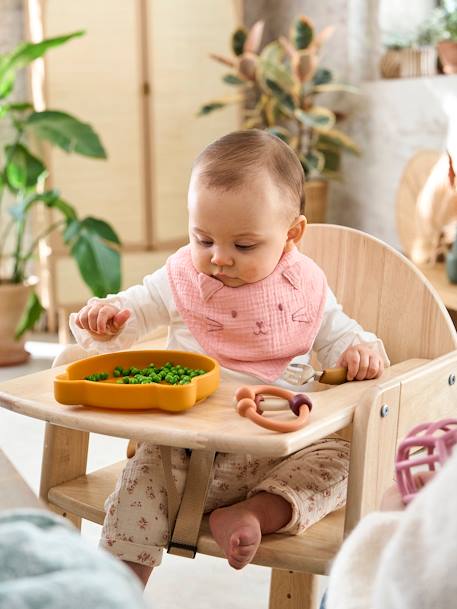 3er-Pack Baby Halstücher, Baumwoll-Musselin Oeko-Tex - altrosa katze+nachtblau/polarstern+pack grün panda+pack weiß/grün löwe+pack weiß/orange fuchs+salbeigrün/drache - 1